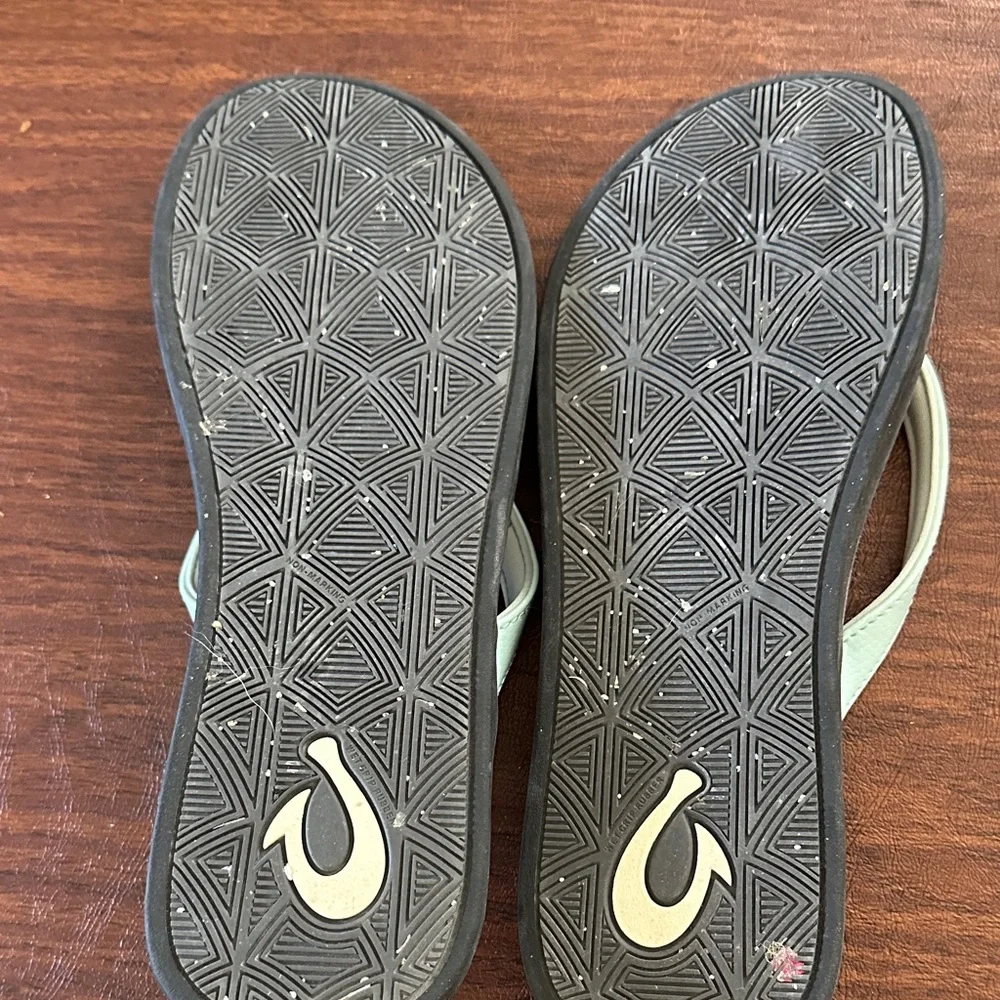 Olukai Black and Light Blue Flip Flops - Picture 2 of 3